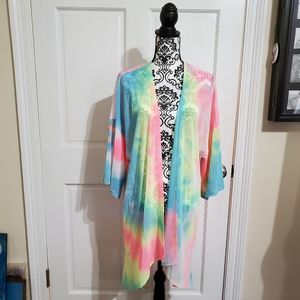 Neon tie dye mesh kimono MED/LARGE